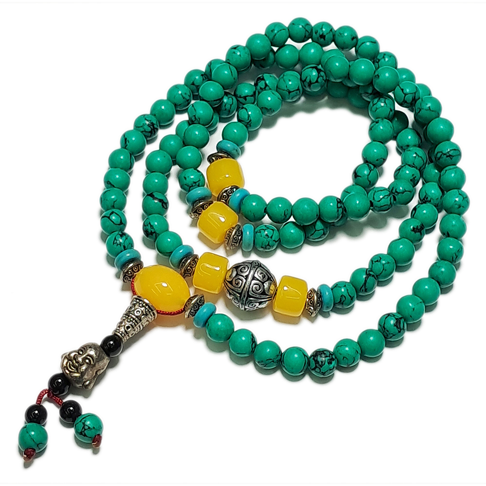 彌勒佛+綠松石108念珠6mm【十方】147380