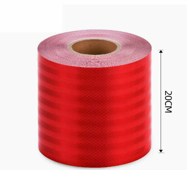 Hot push safety warning sticker logo-[red] 20CM wide [45 meters] diamond grade reflective
