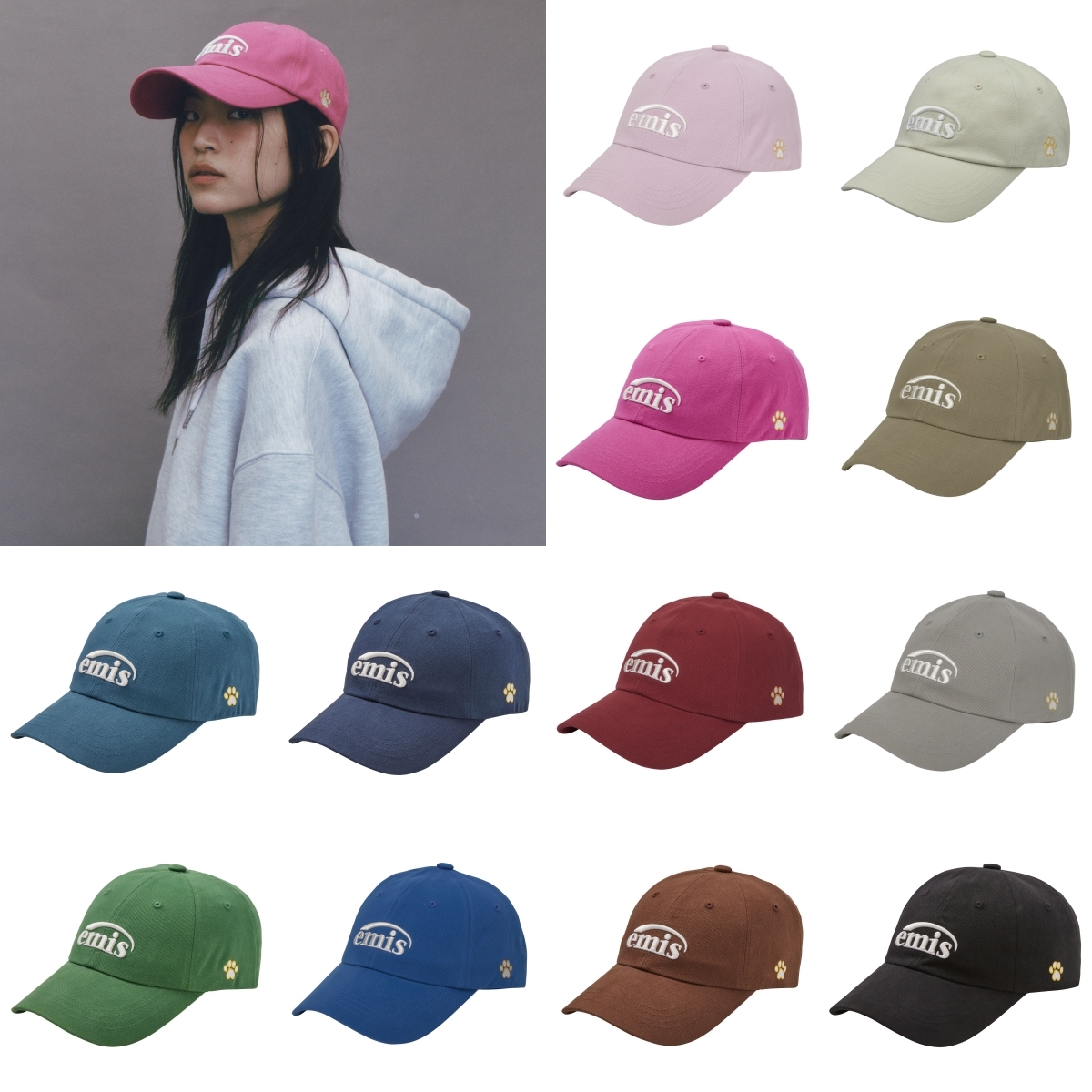 現貨┃emis FOOT PRINT BALL CAP 小狗腳印 刺繡 老帽