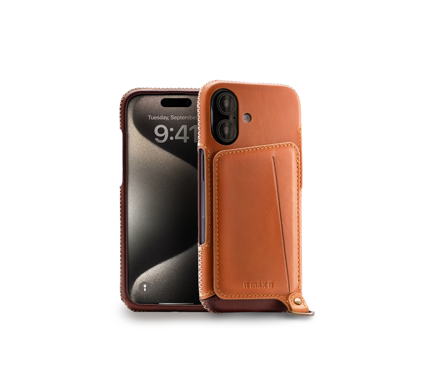 iPhone 16 Classic Series Stand function iPhone Genuine Leather Case-Bronze Brown