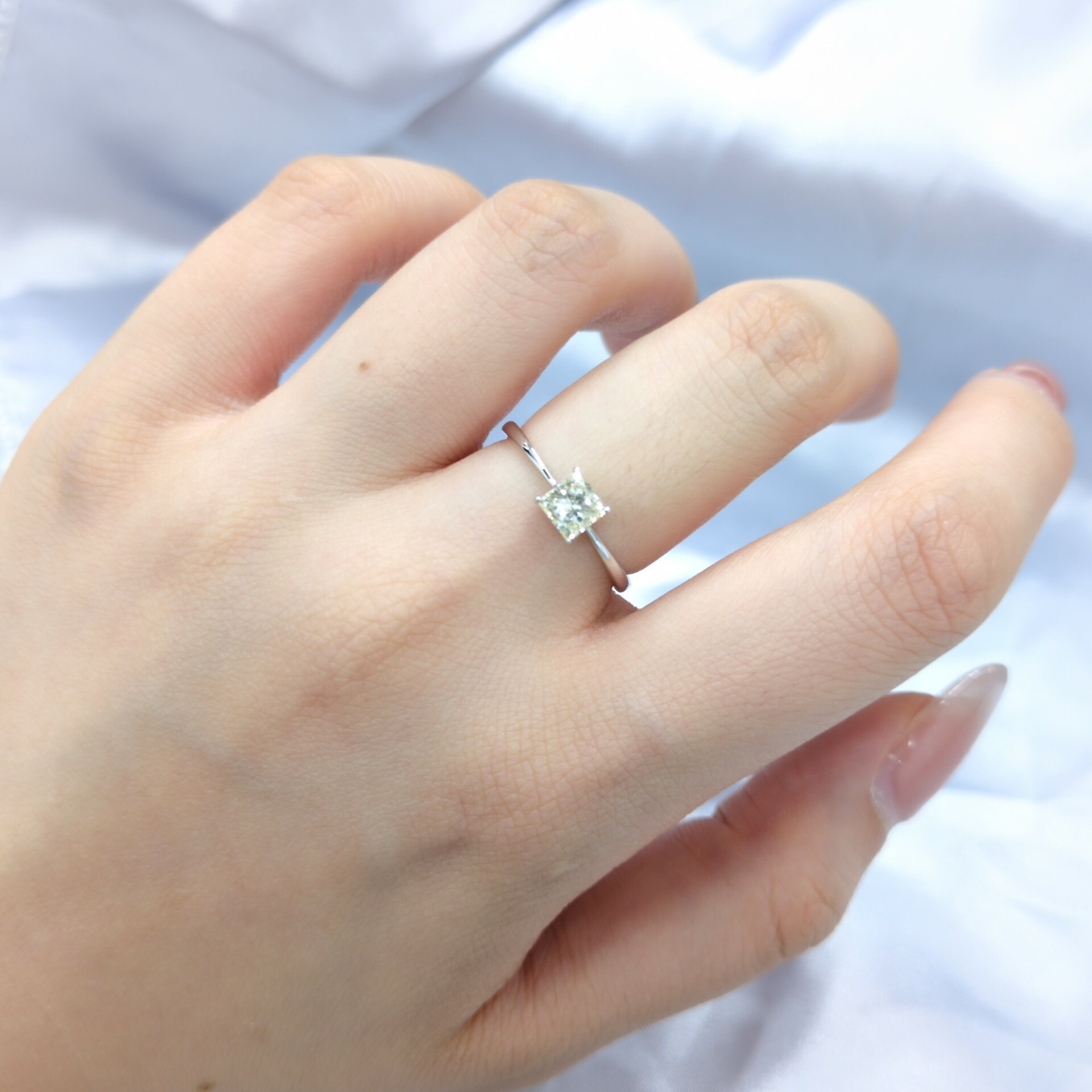 18K White Gold 0.50ct Princess Cut Diamond Ring