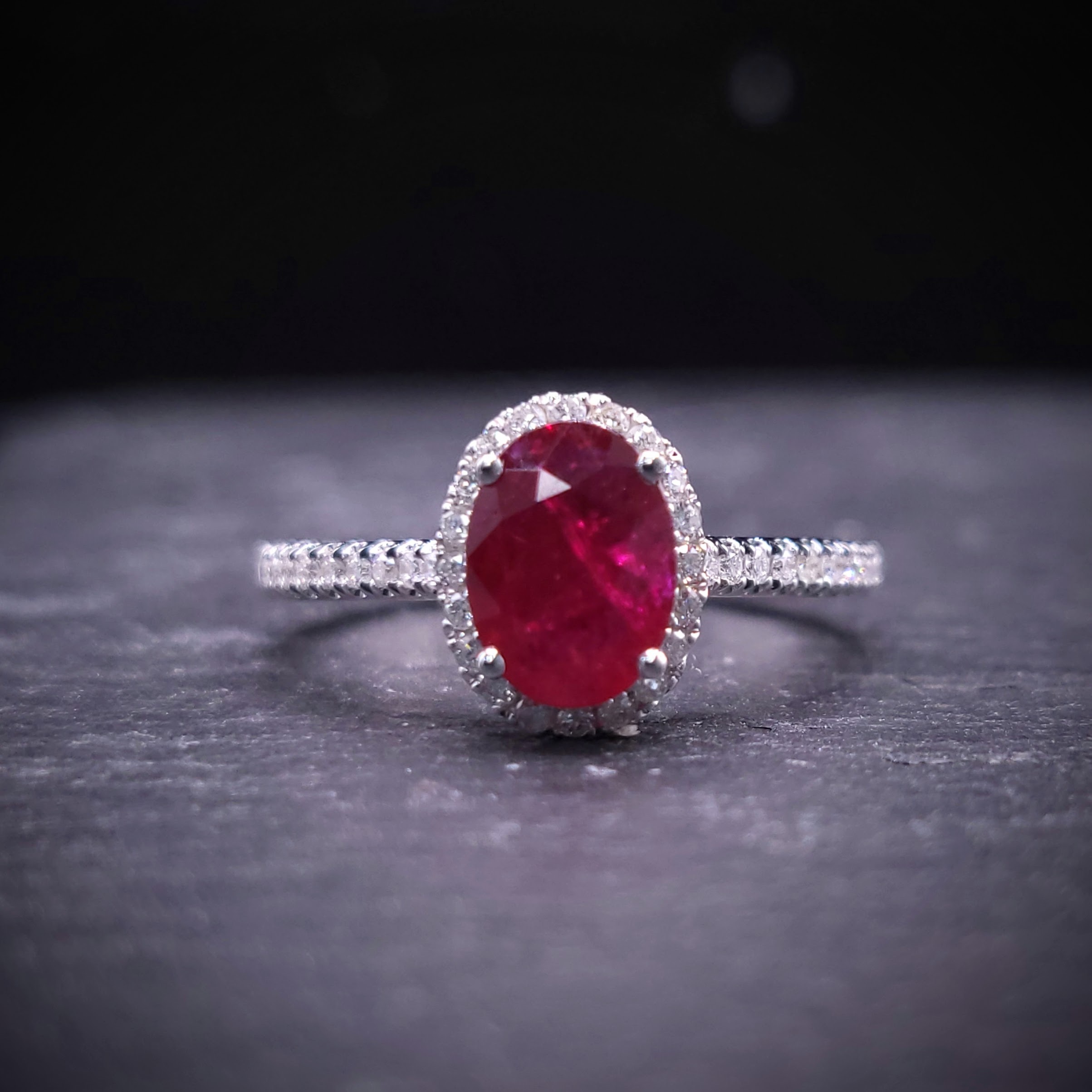 18K White Gold 1.00ct Ruby and Diamond Ring
