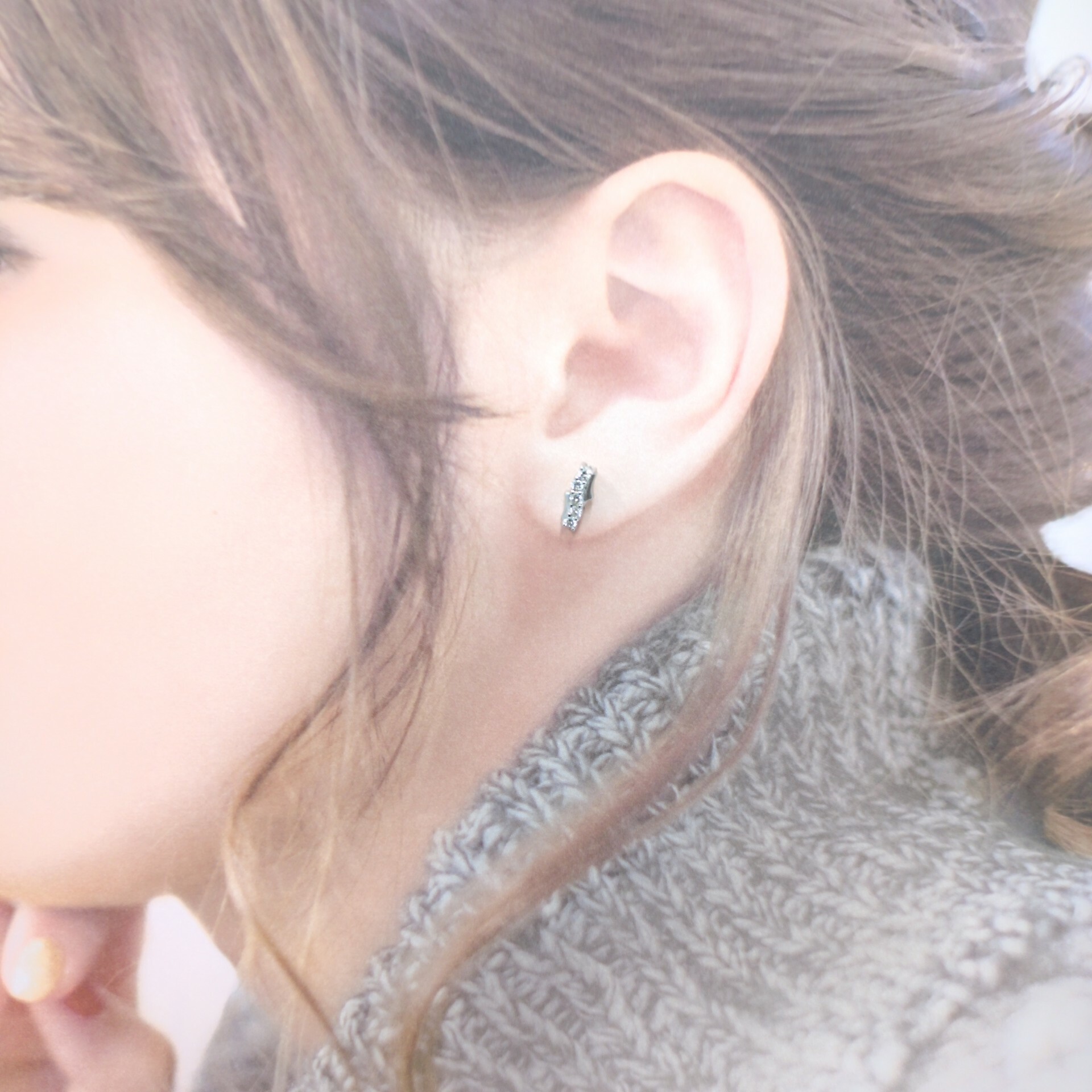 全新18K白金29份鑽石耳環