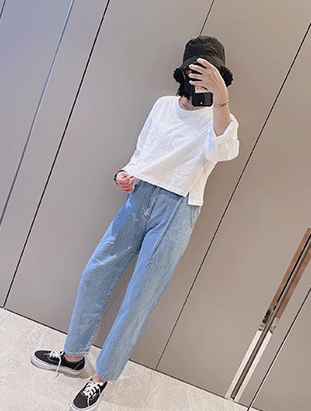 春夏新款/下缺口薄長袖