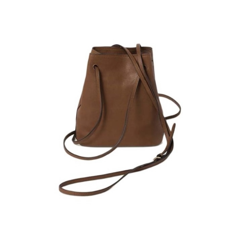 MIU MIU Nappa 可調節肩帶 皮革 小水桶 福袋 單肩包 斜挎包 迷你 棕色