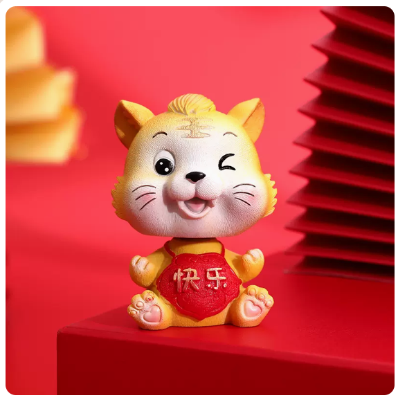 Hot cart interior decorations (shaking head [happy] [free round anti-slip mat + 2 stickers])