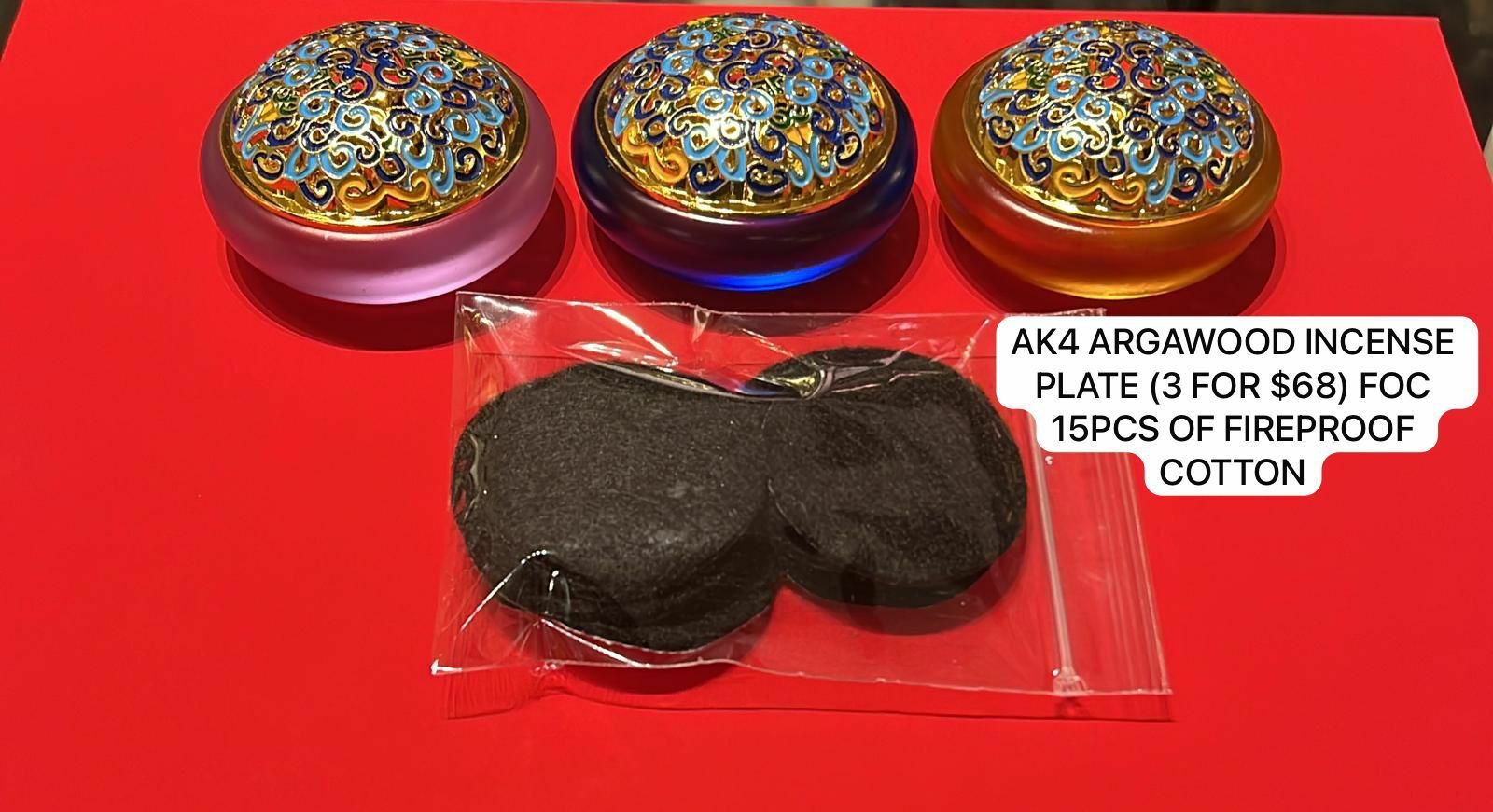 AK4 AGARWOOD INCENSE PLATE (FOC 15PCS FIREPROOF COTTON) 3$68