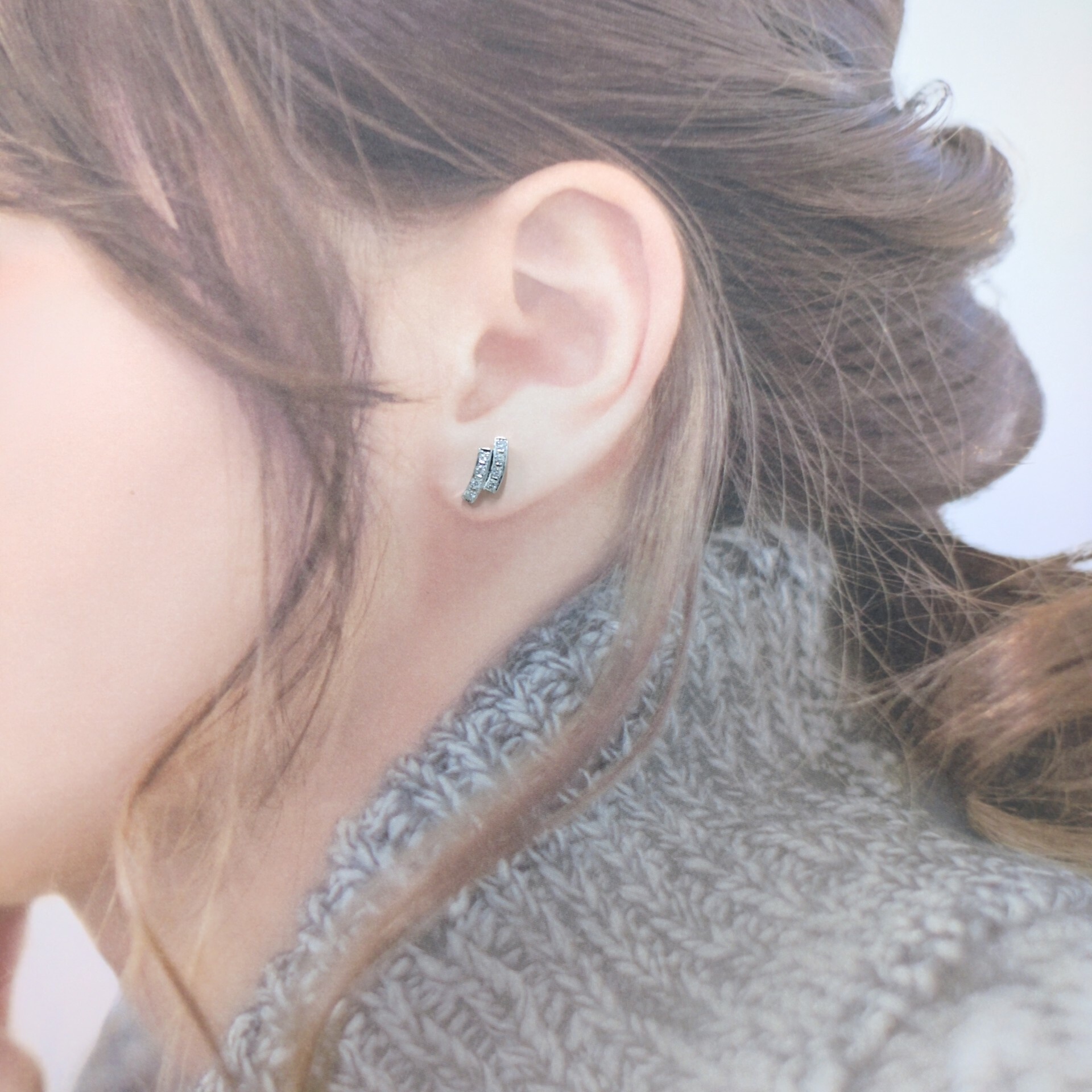 全新18K白金26份鑽石耳環