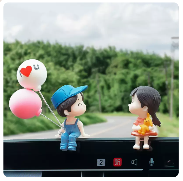 Decorative ornaments inside the hot cart (blue couple with balloons [free traceless glue])