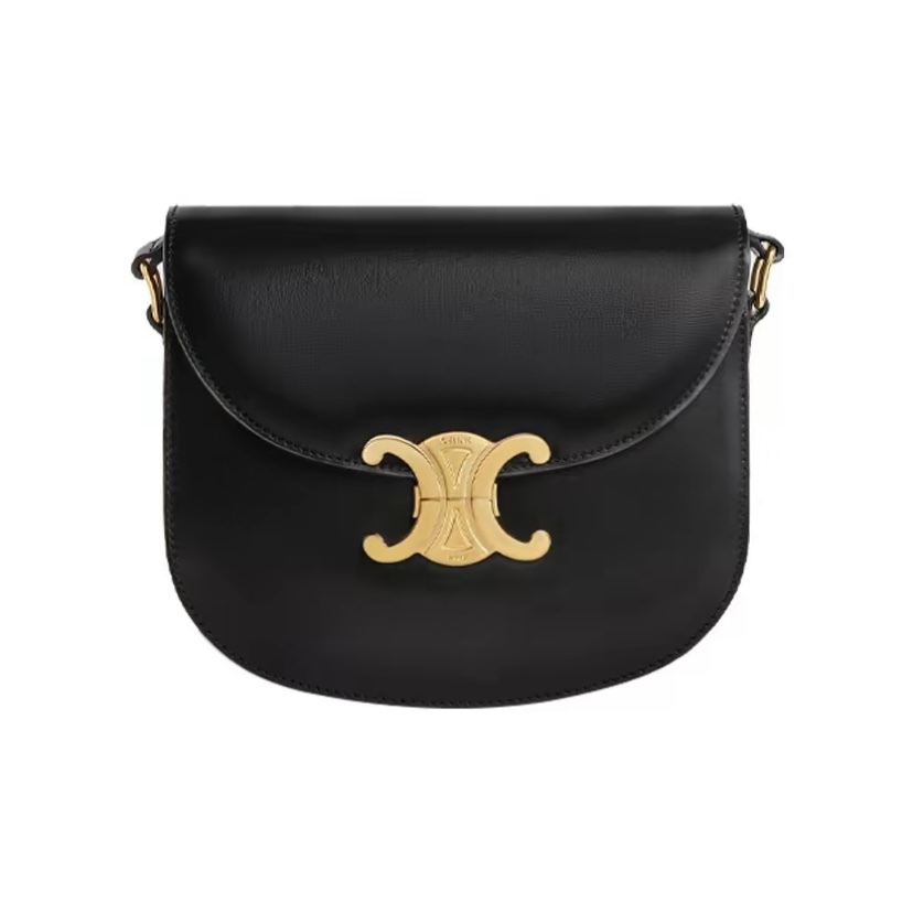 CELINE Besace Clea 凱旋門金扣 亮面 牛皮革 手袋