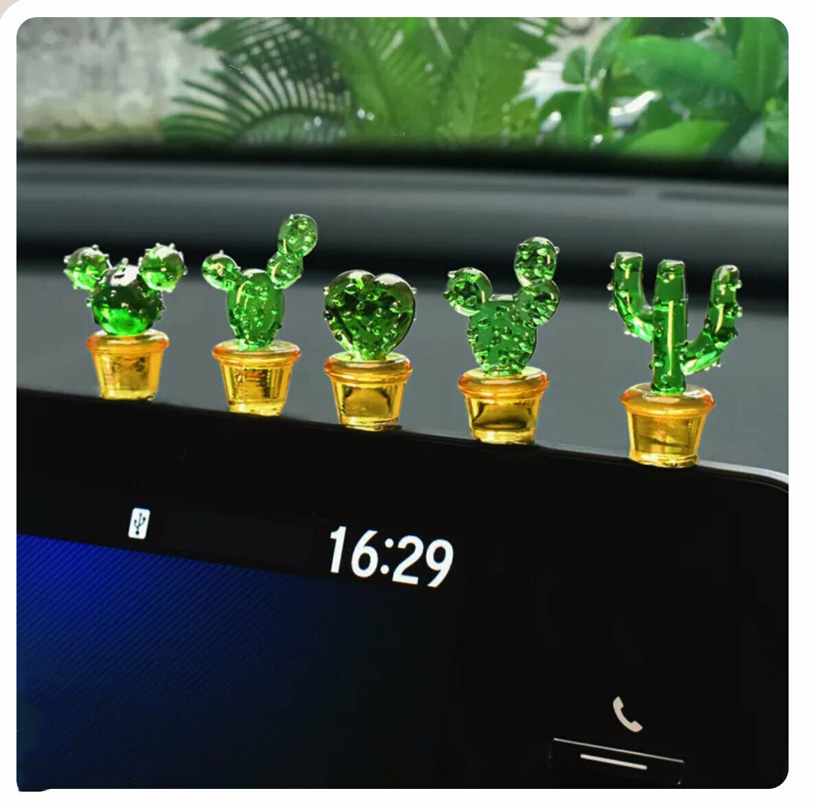 Hot recommendation [5-piece set] car accessories (all colored cactus)