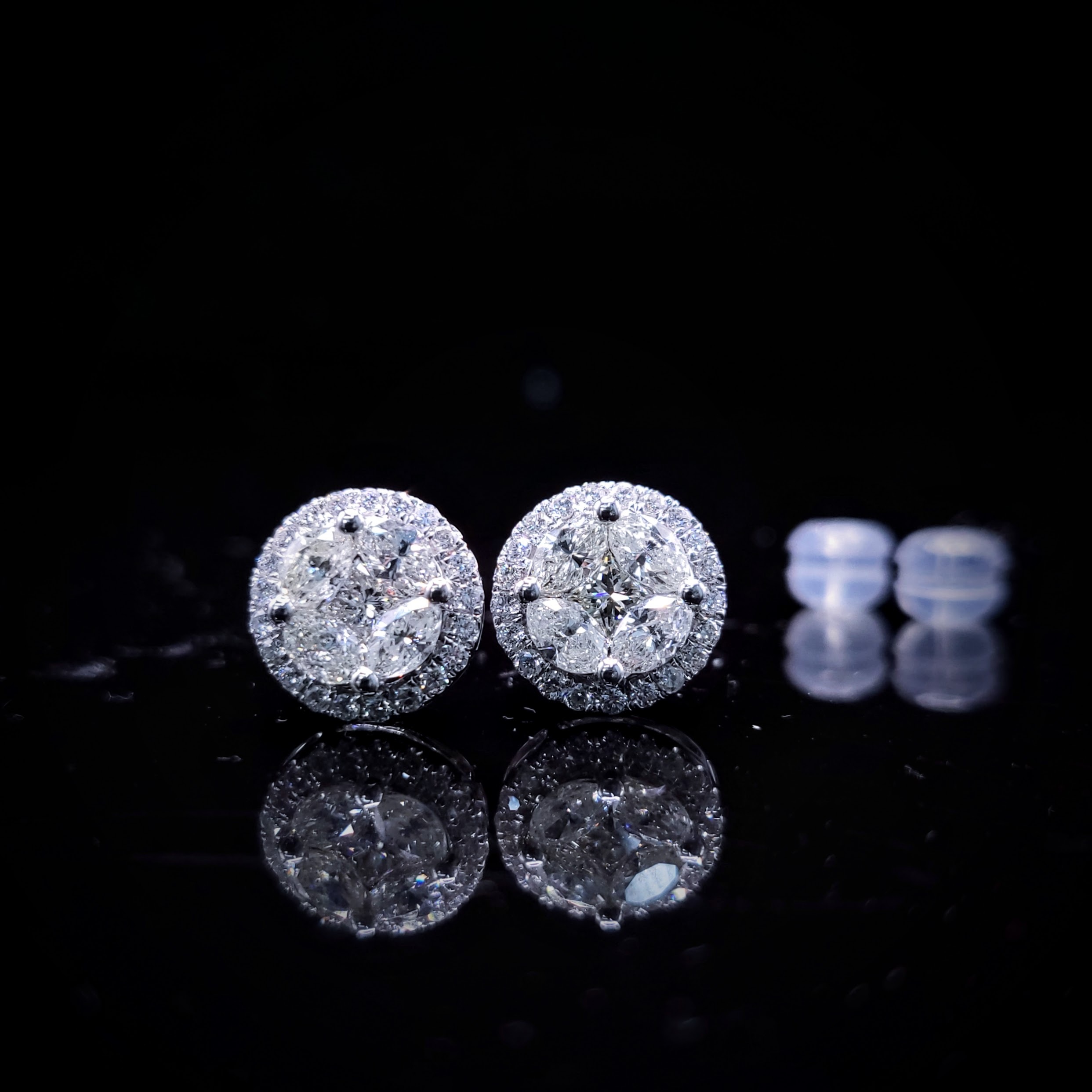 全新18K白金1卡38份鑽石耳環