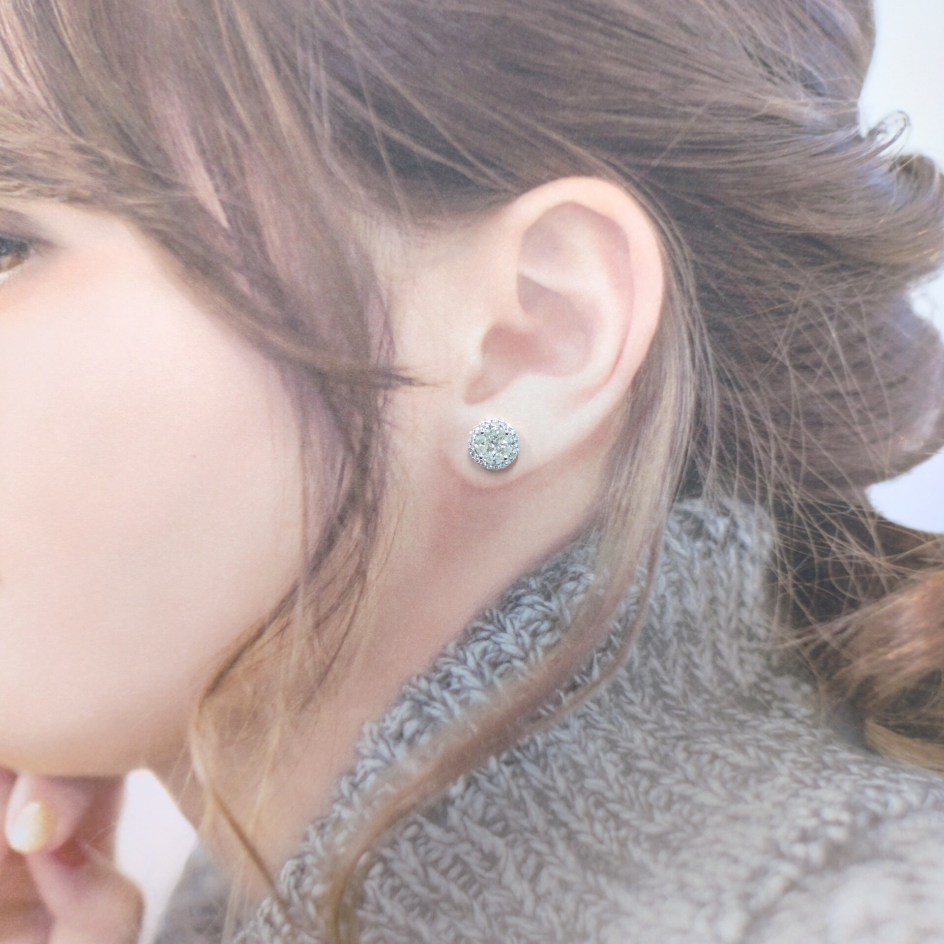 全新18K白金1卡38份鑽石耳環