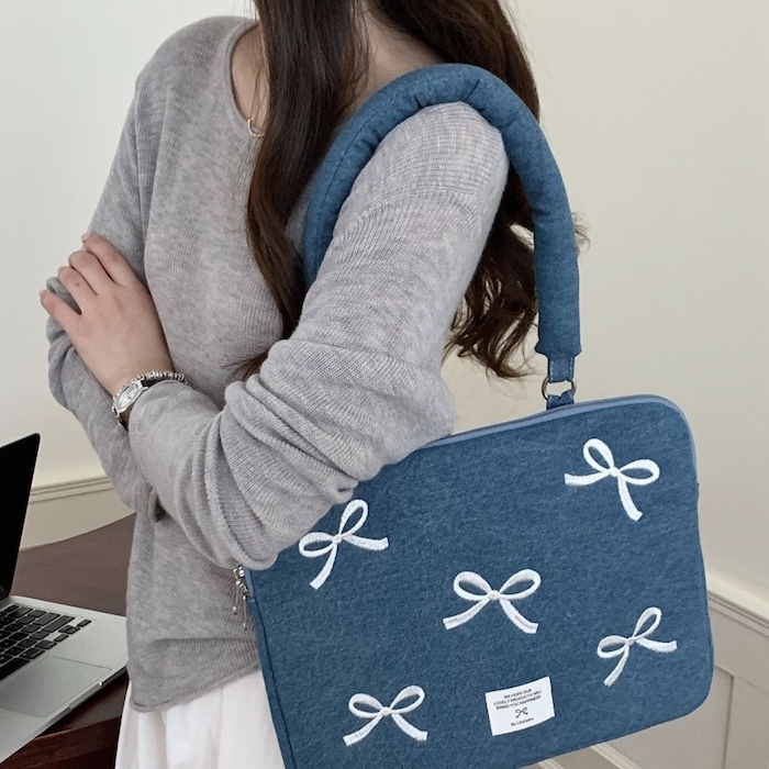 《90902》牛仔蝴蝶結＆愛心電腦包