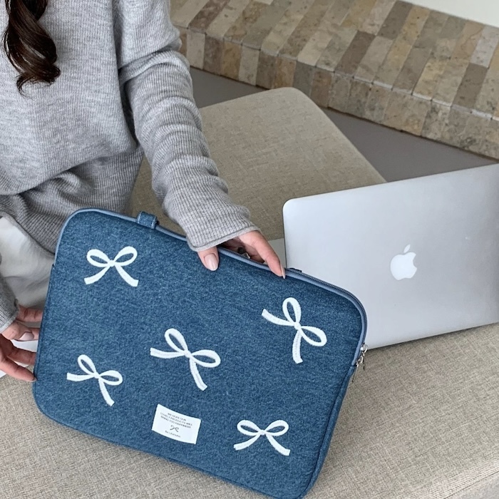 《90902》牛仔蝴蝶結＆愛心電腦包