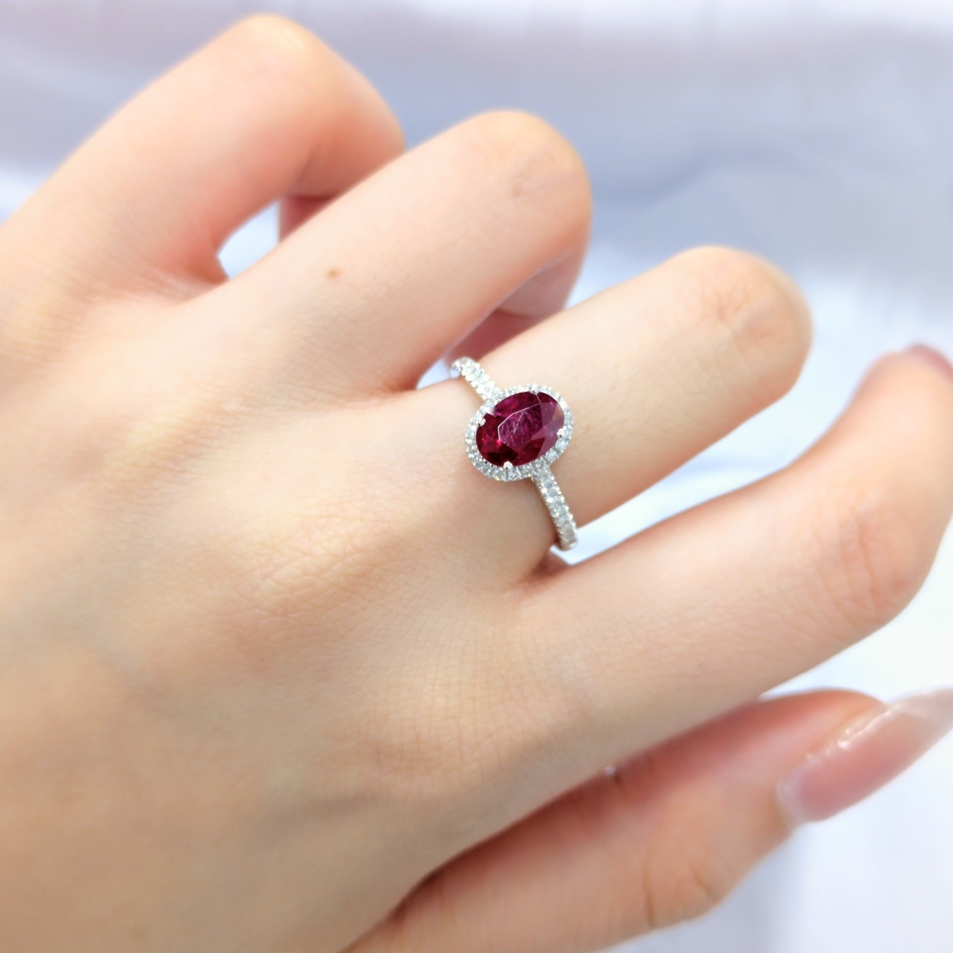 18K White Gold 1.00ct Ruby and Diamond Ring