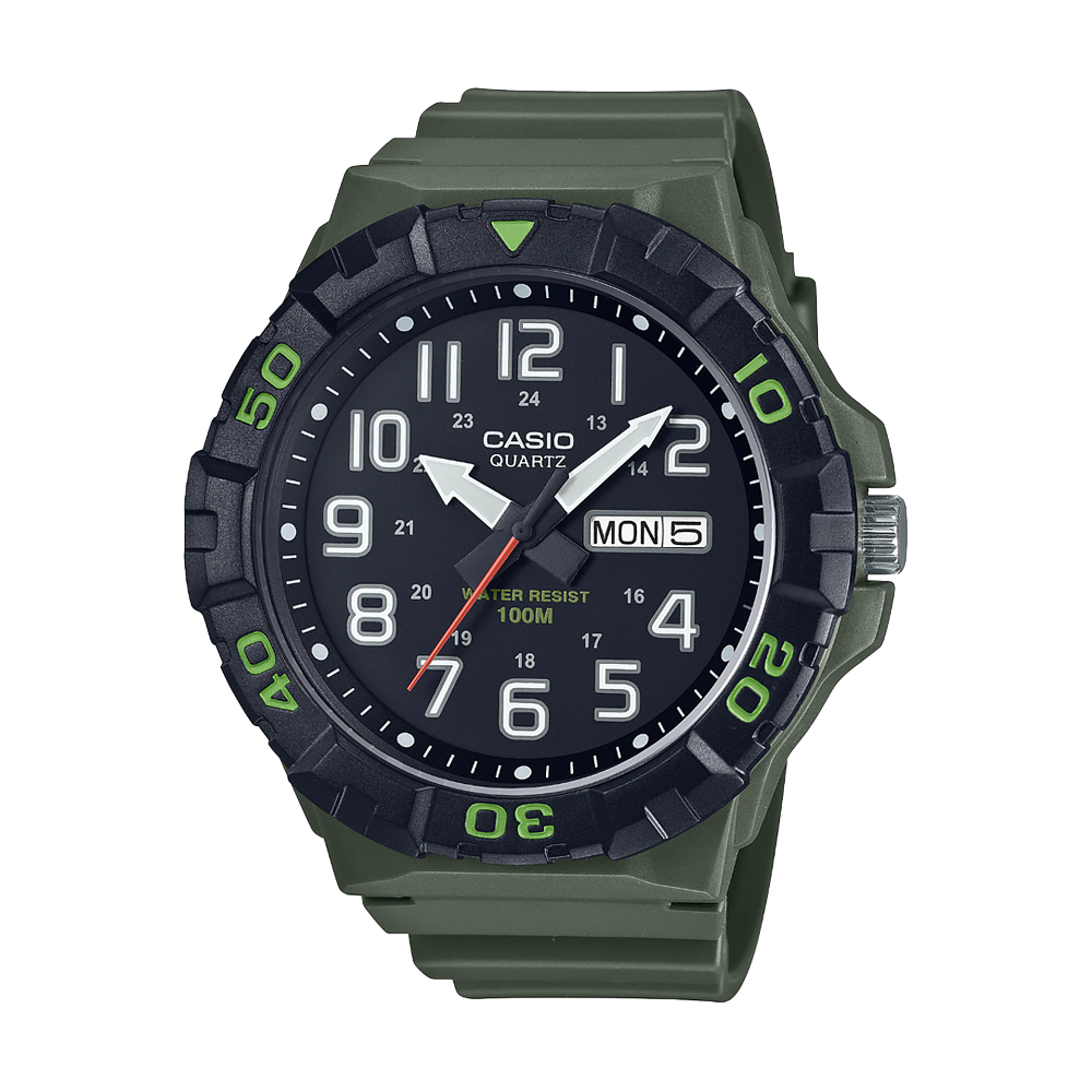 【CASIO】潛水運動風系列 MRW-210H 帶日期星期 旋轉錶圈 防水100米 手錶 -