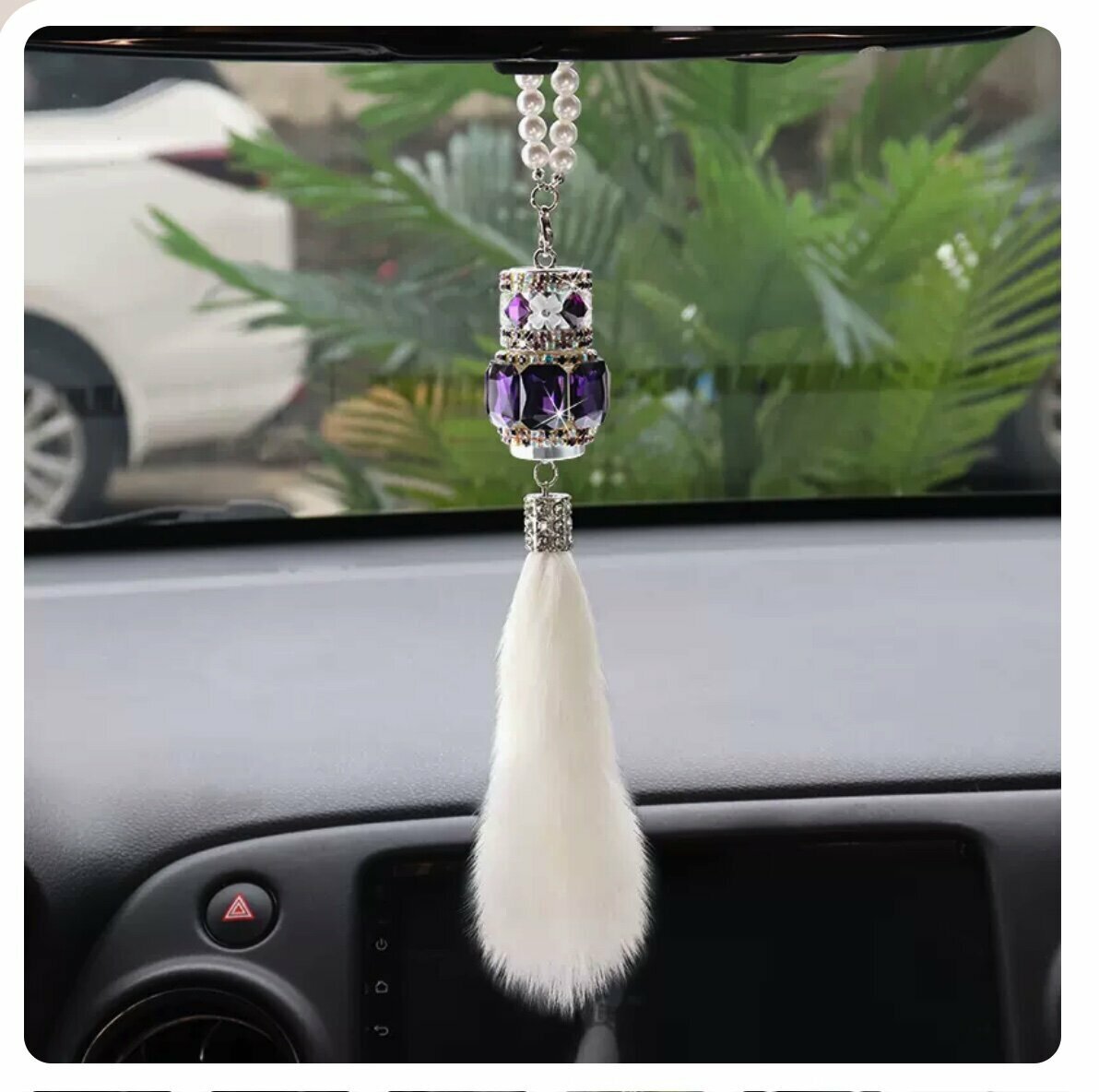 Hot trolley decorated with perfume pendant (bead chain, deep purple special-shaped diamond)