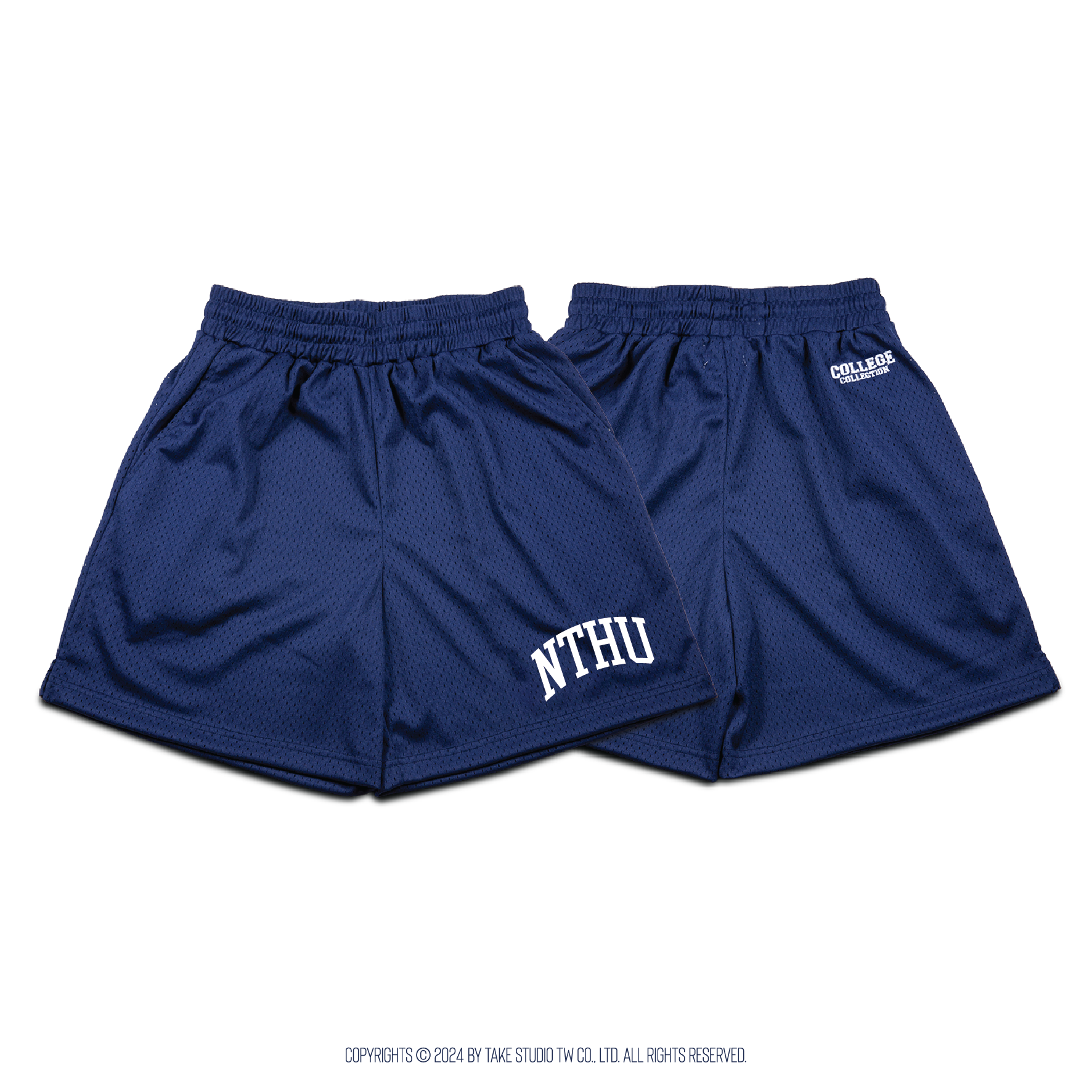NTHU 清華大學 復古網眼運動短褲 (黑色/海軍藍)