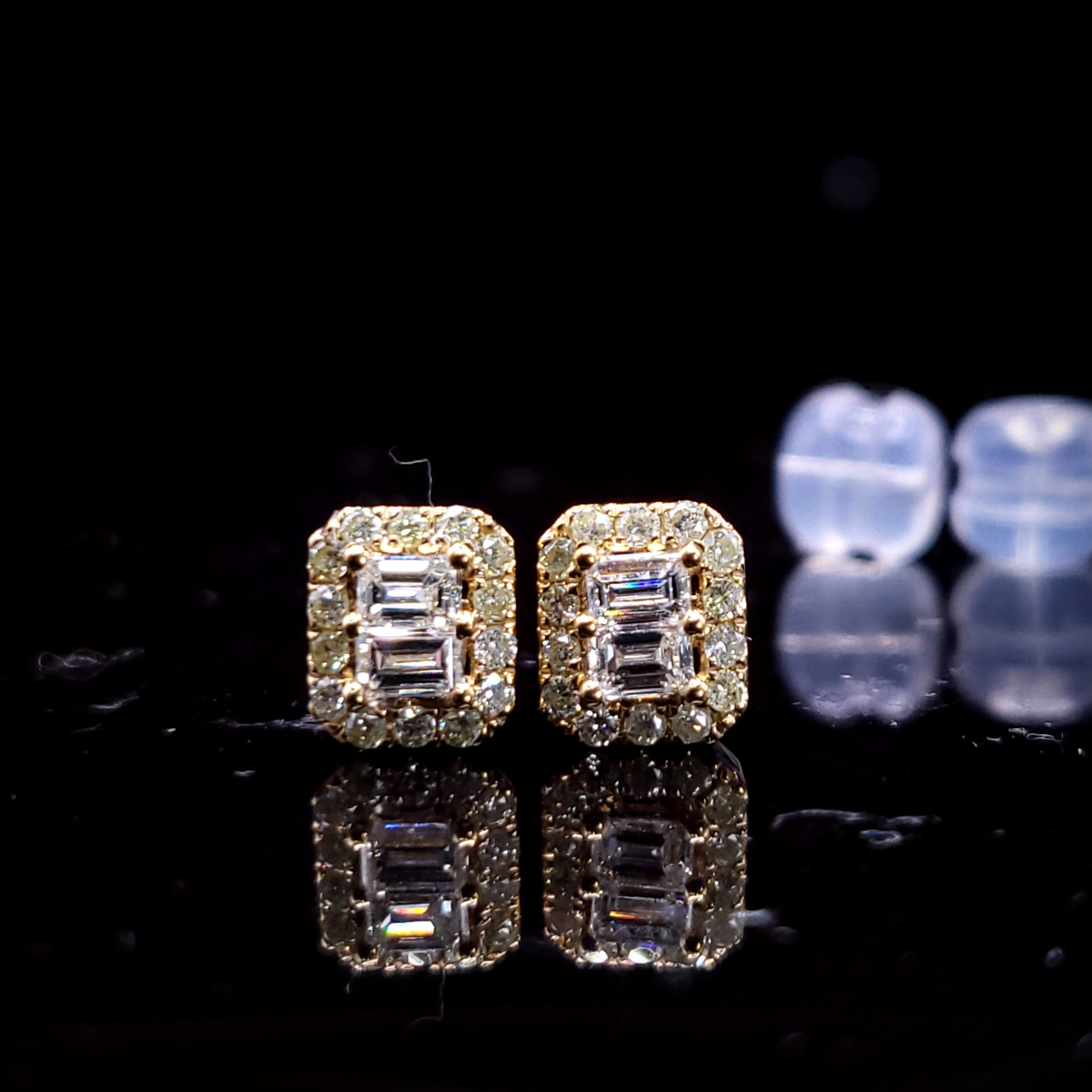 全新18K黃金42份鑽石耳環