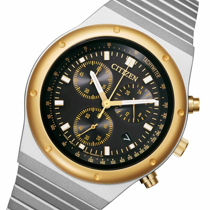 萬年鐘錶Citizen 星辰錶限定款昭和金復古三眼光動能男錶AT2544-64E
