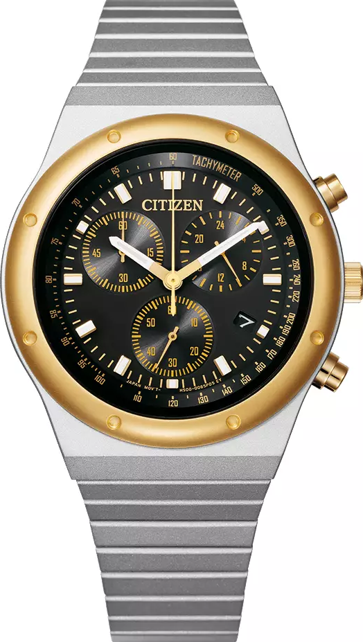 萬年鐘錶 - Citizen 星辰錶   限定款昭和金復古三眼光動能男錶  AT2544-64E  錶徑38MM