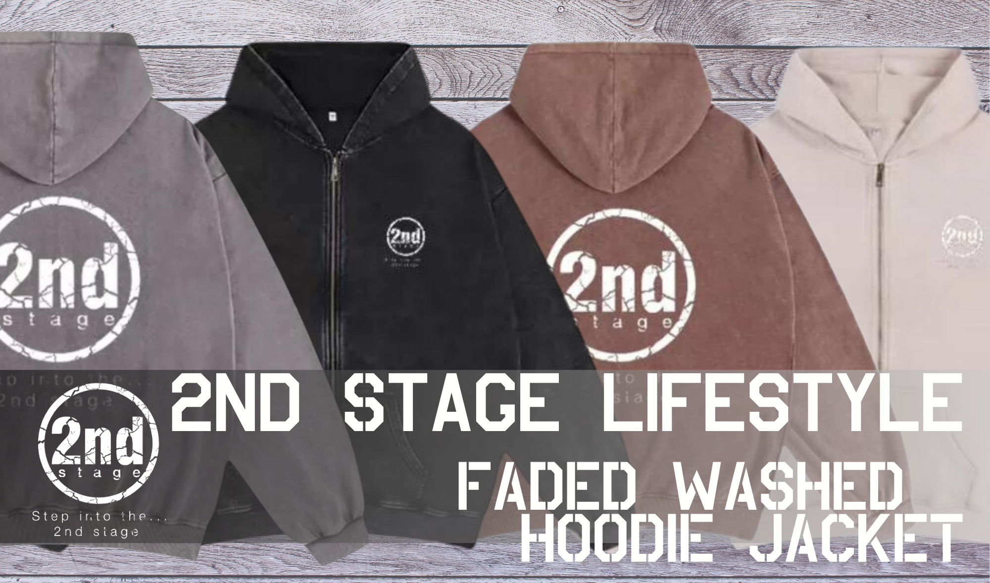 2nd Stage FADED WASHED HOODIE JACKET