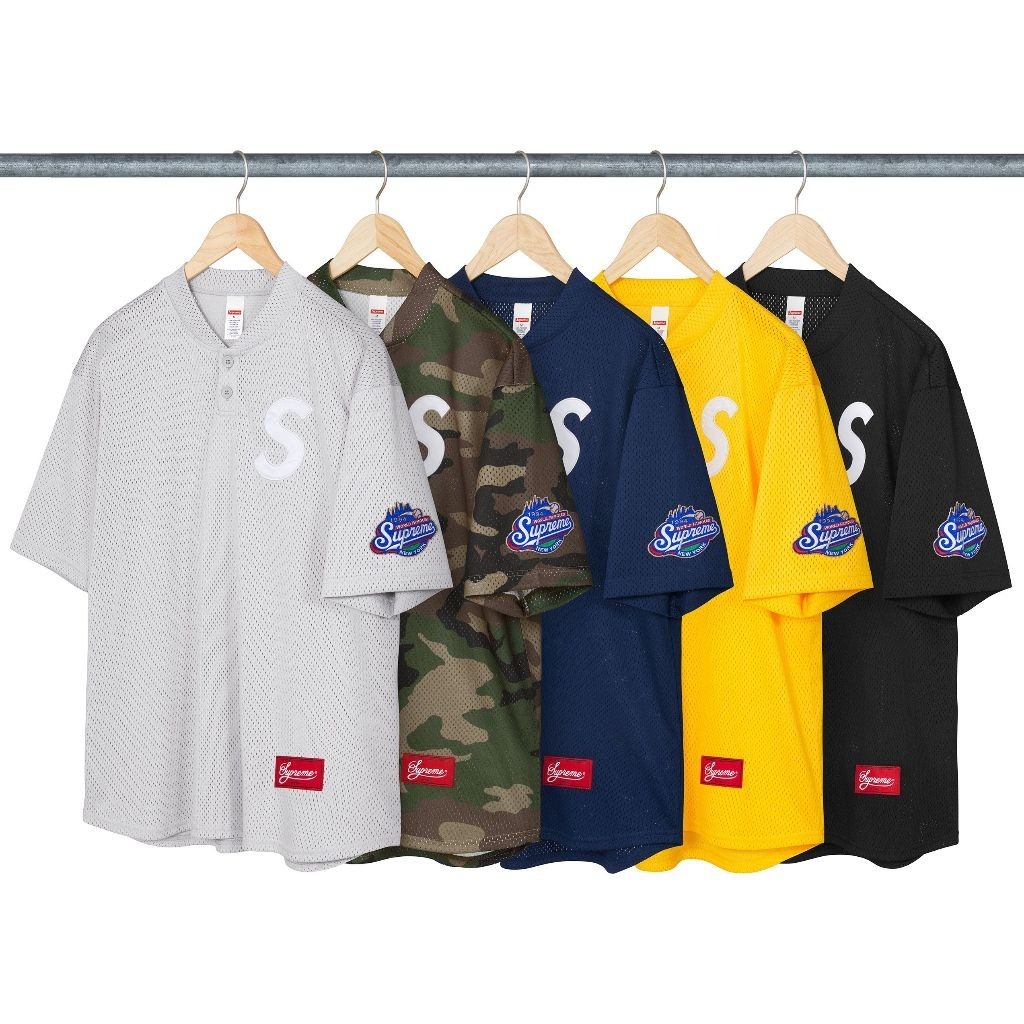 2024AW SUPREME S LOGO BASEBALL HENLEY 棒球衫 球衣 短T 現貨