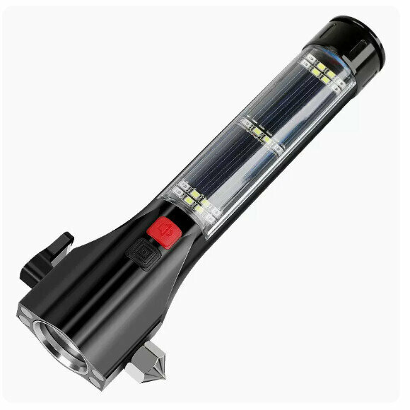 The popular multifunctional safety hammer for cars (Z8 safety hammer flashlight - black)