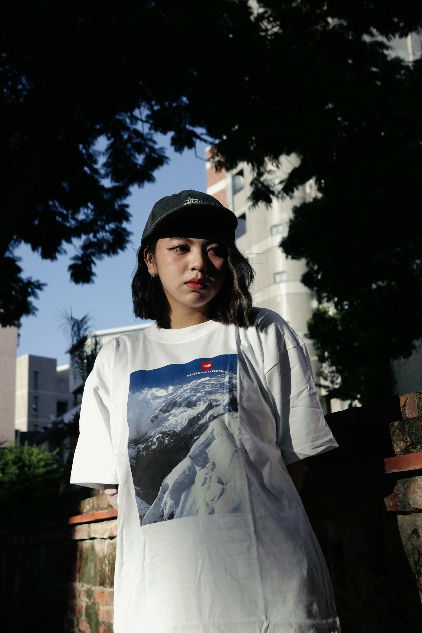 The North Face  heavyweight 雪山 短袖 nf0a84gsob01  白