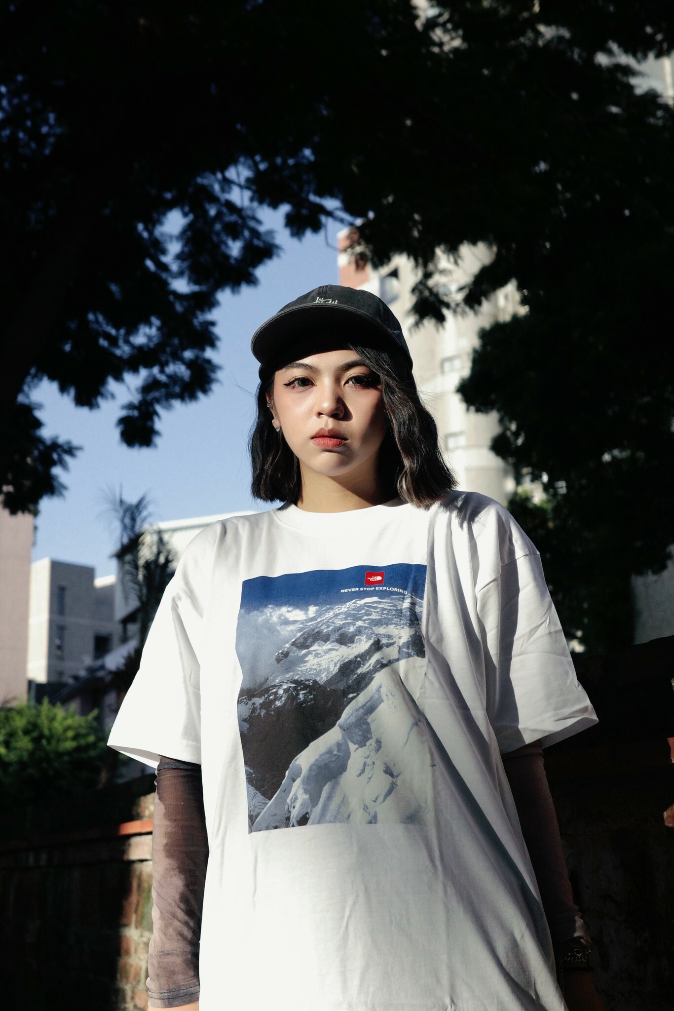 The North Face  heavyweight 雪山 短袖 nf0a84gsob01  白