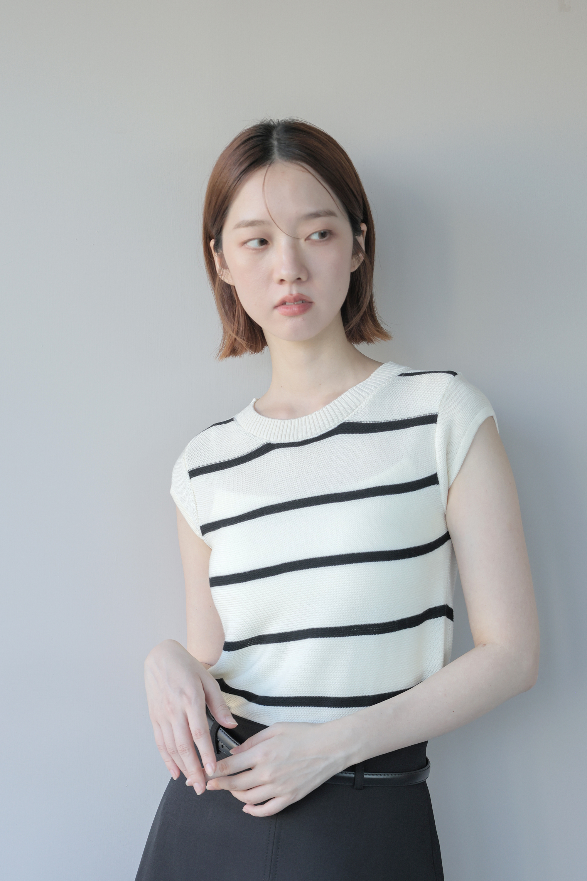 SALE500 純色小包袖針織上衣(6%羊毛）