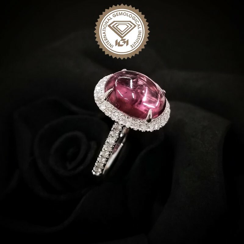 18K White Gold 4.66ct Tourmaline and Diamond Ring