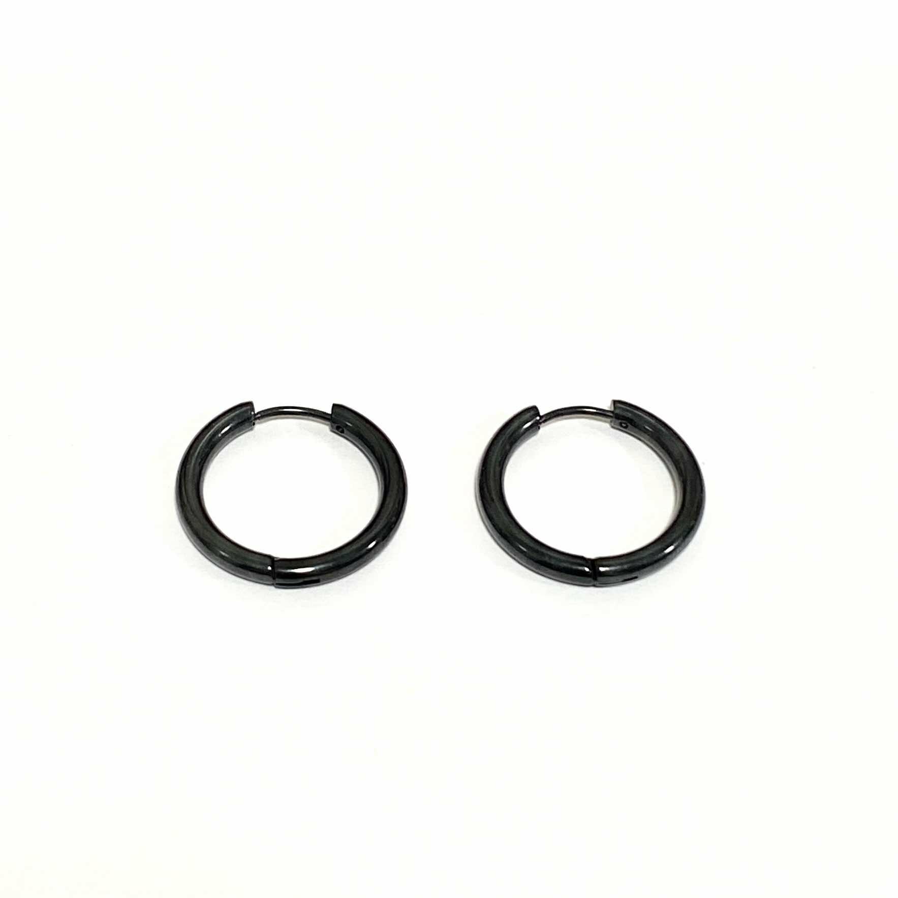 抗敏鋼-易扣-黑色圓面3.0MM耳環(單支價)