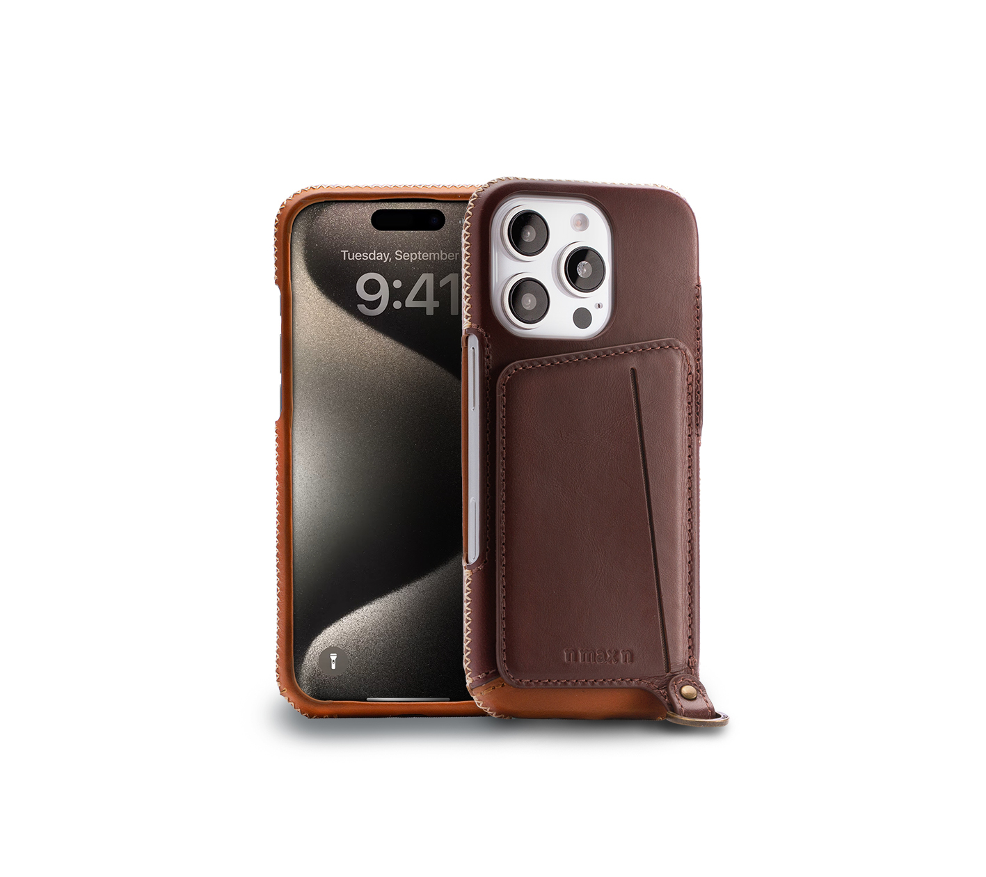 iPhone16 Classic Series Stand function iPhone Genuine Leather Case-Chocolate