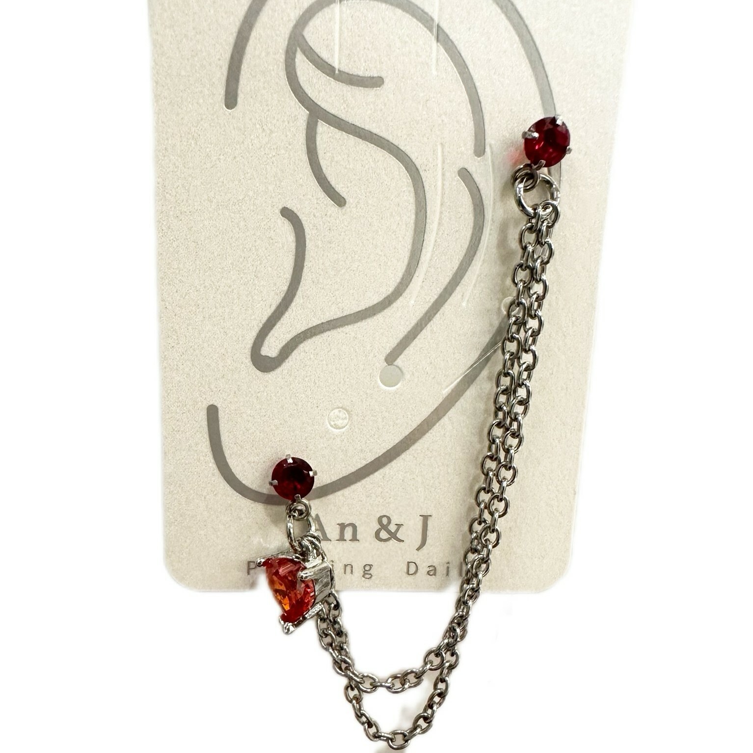 鎖珠-小鋯雙鍊連小鋯吊愛心鋯 4色(單支價)