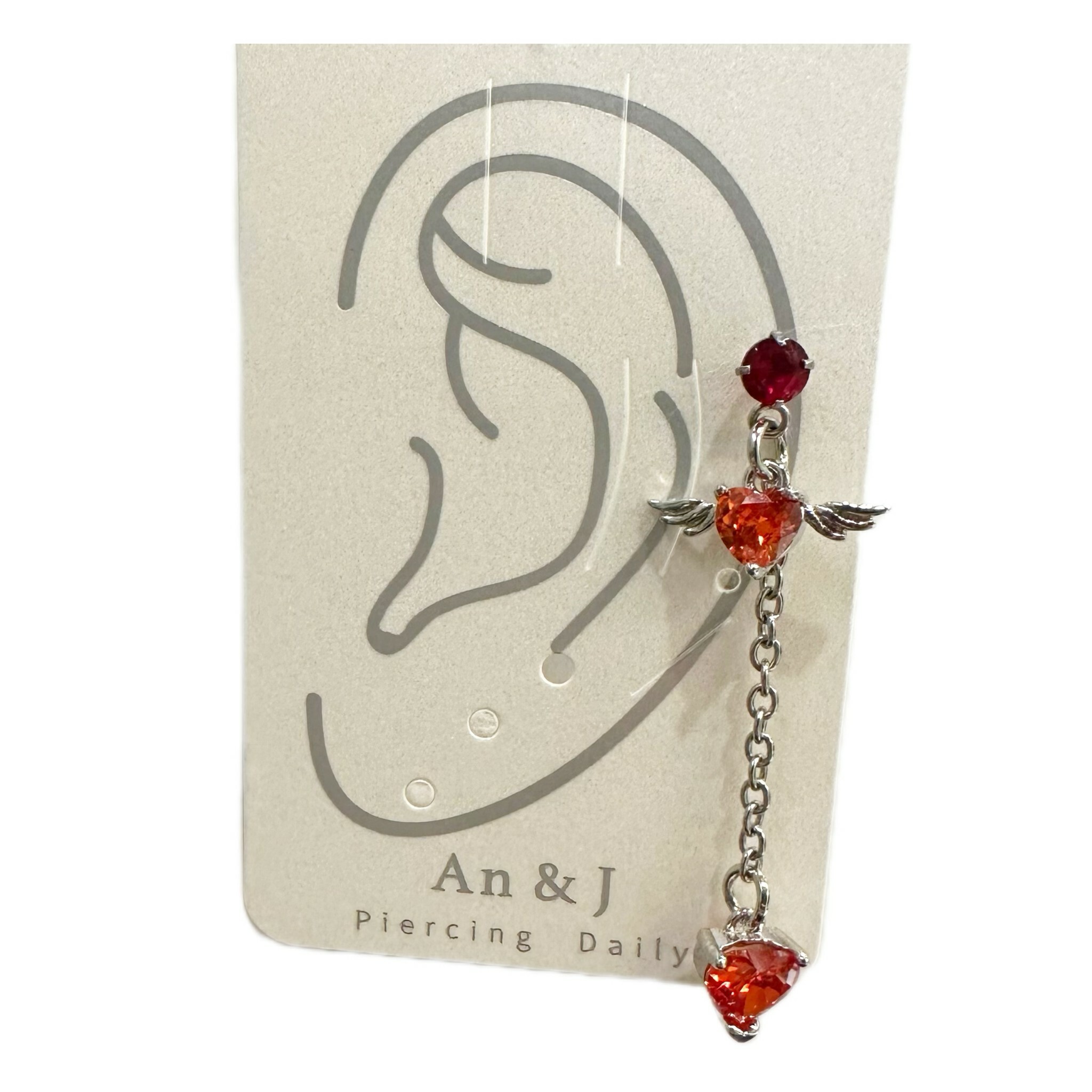 鎖珠-小鋯吊翅膀愛心鋯長垂鍊吊愛心鋯 4色(單支價)