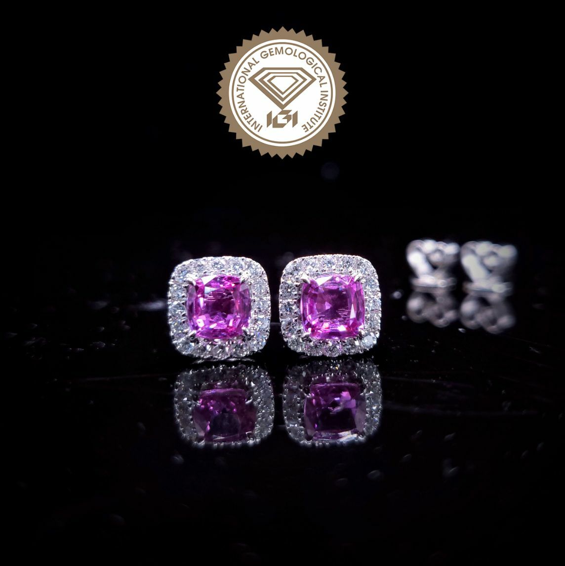 18K White Gold 1.70ct Pink Sapphire and Diamond Earrings
