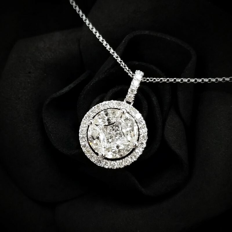 18K White Gold 2.00ct Diamond Pendant