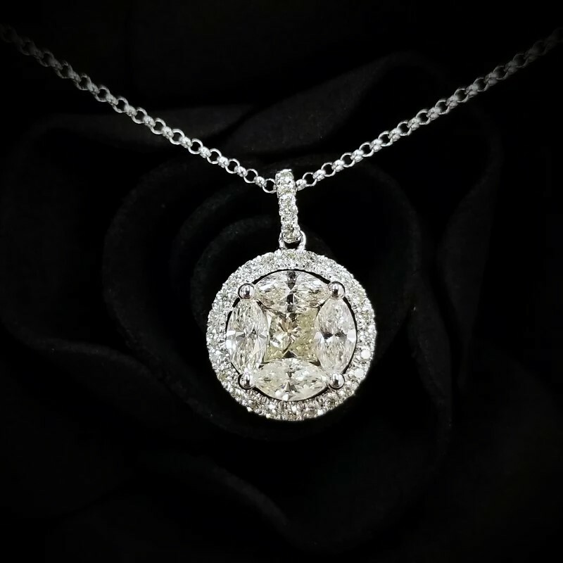 18K White Gold 1.45ct Diamond Pendant