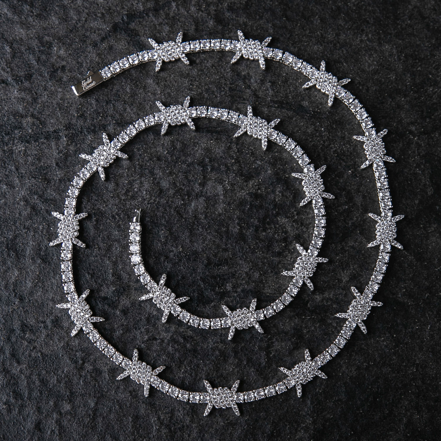 滿鑲荊棘網球項鍊