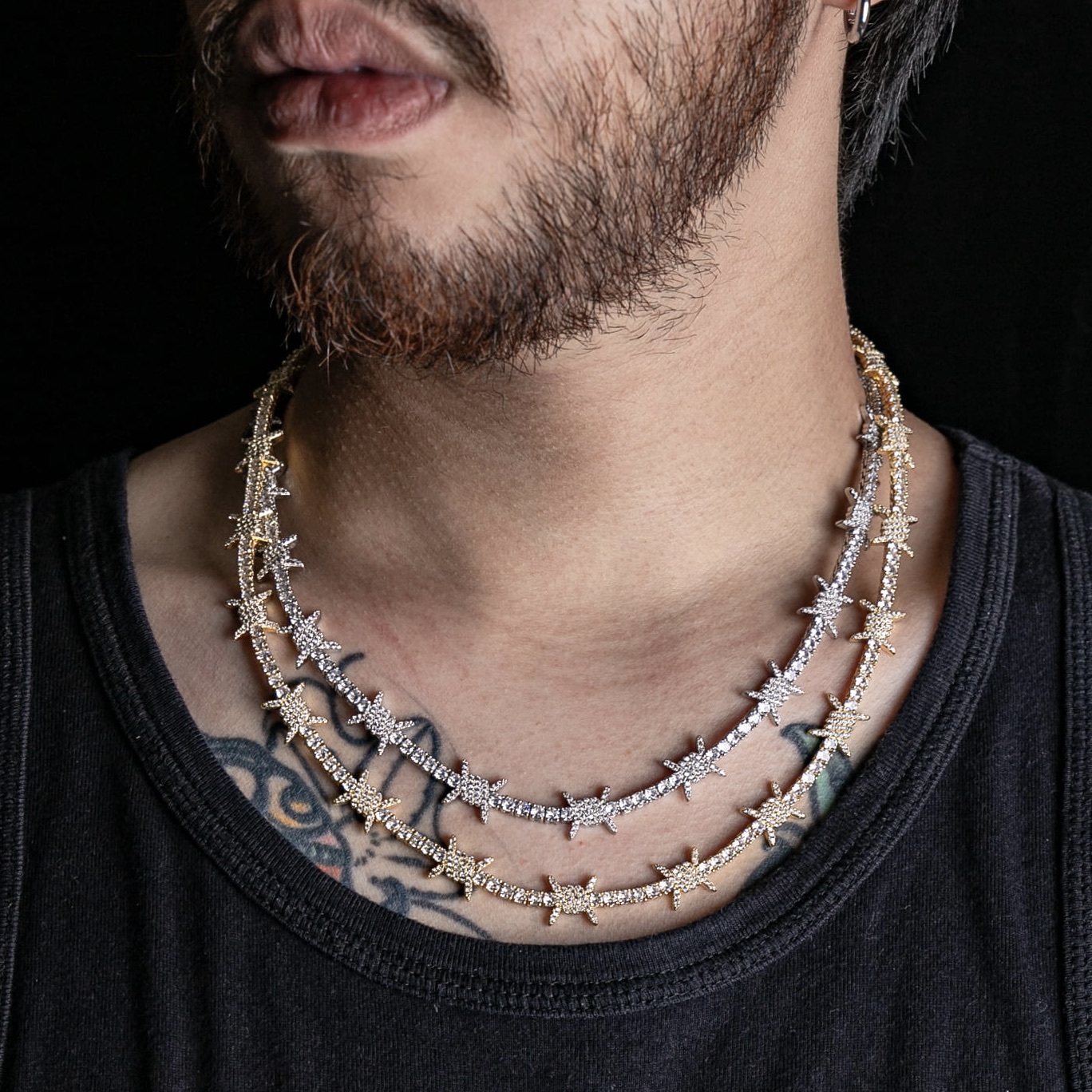 滿鑲荊棘網球項鍊