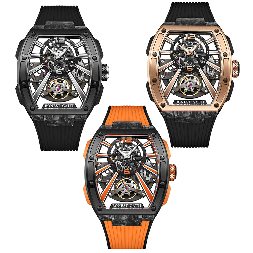(預購)【Bonest Gatti】芯橋魅影系列  BG9005 酒桶錶 鏤空錶 透視錶 德國機械錶 德國手錶