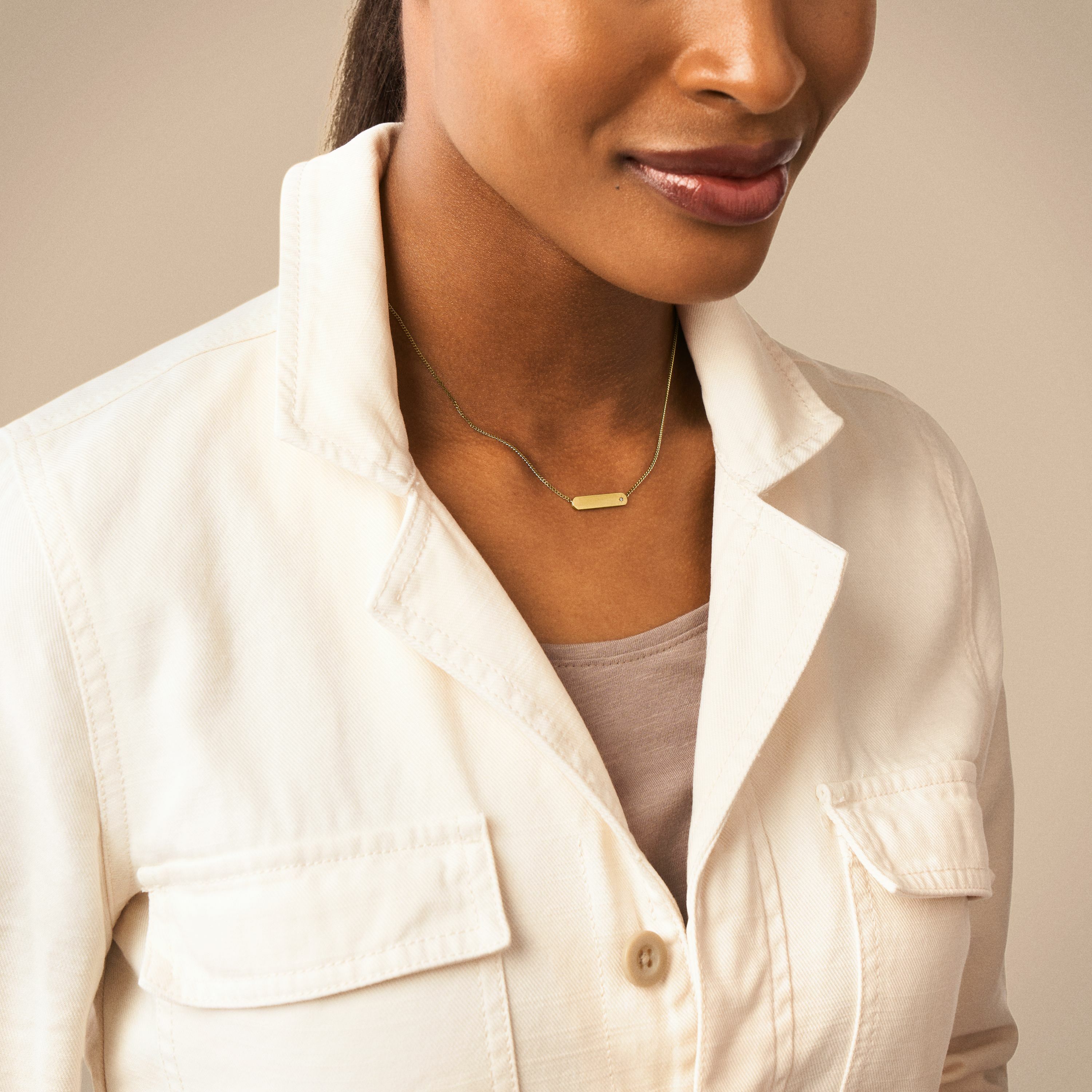 Drew 方條不鏽鋼項鍊-金色 JF04019710