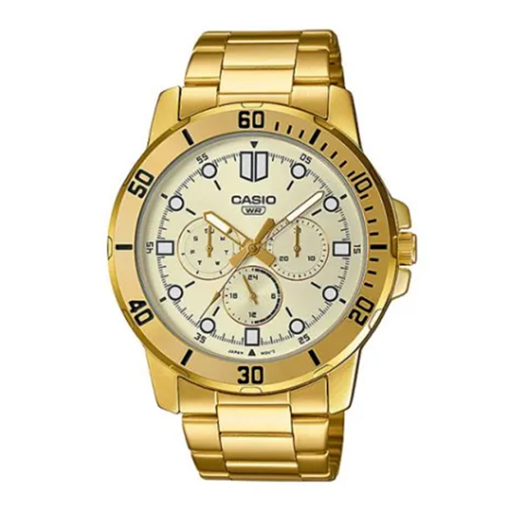 【CASIO】MTP-VD300G 3年電池 帶日期星期 生活防水 不鏽鋼腕錶-