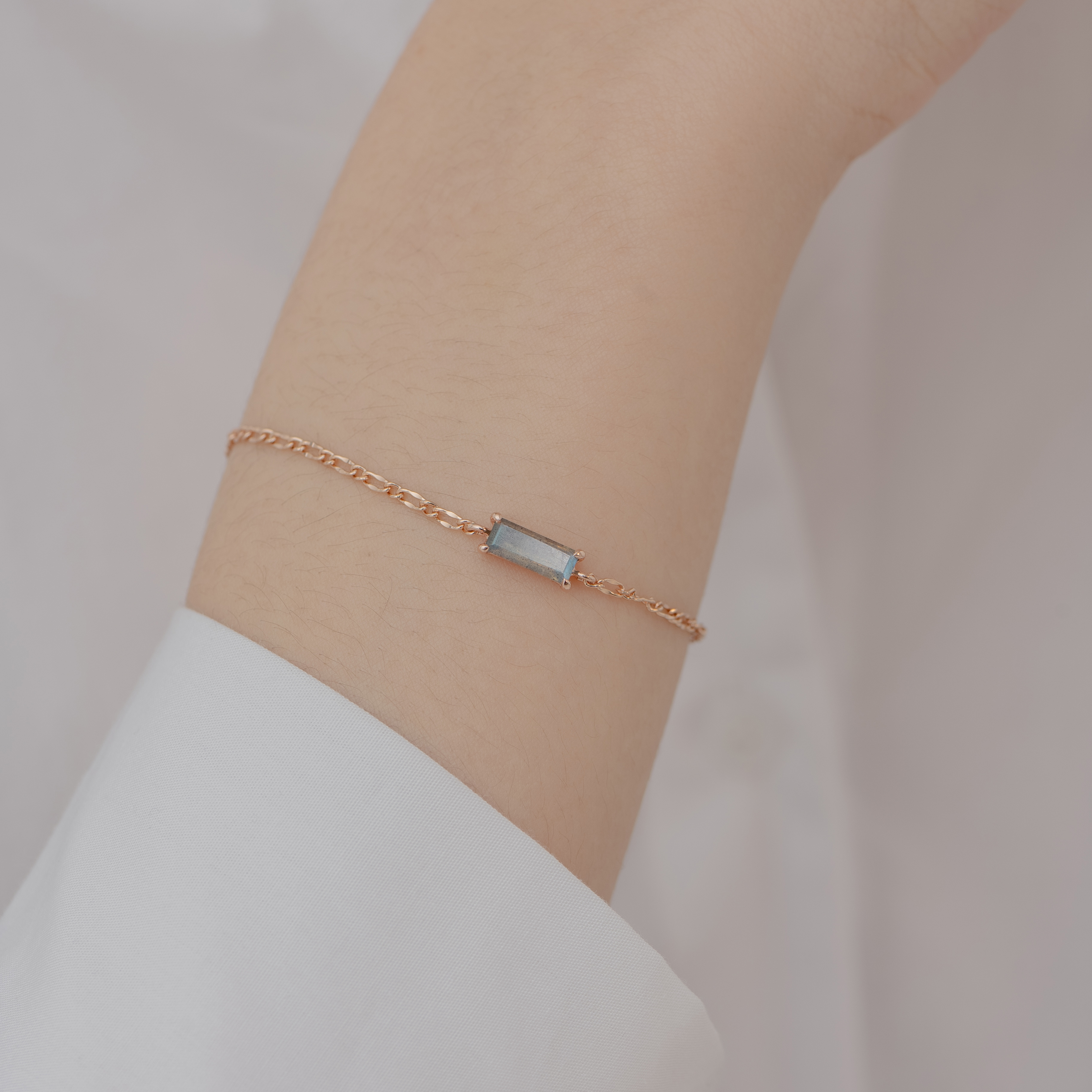 Baguette爪鑲拉長石手鍊