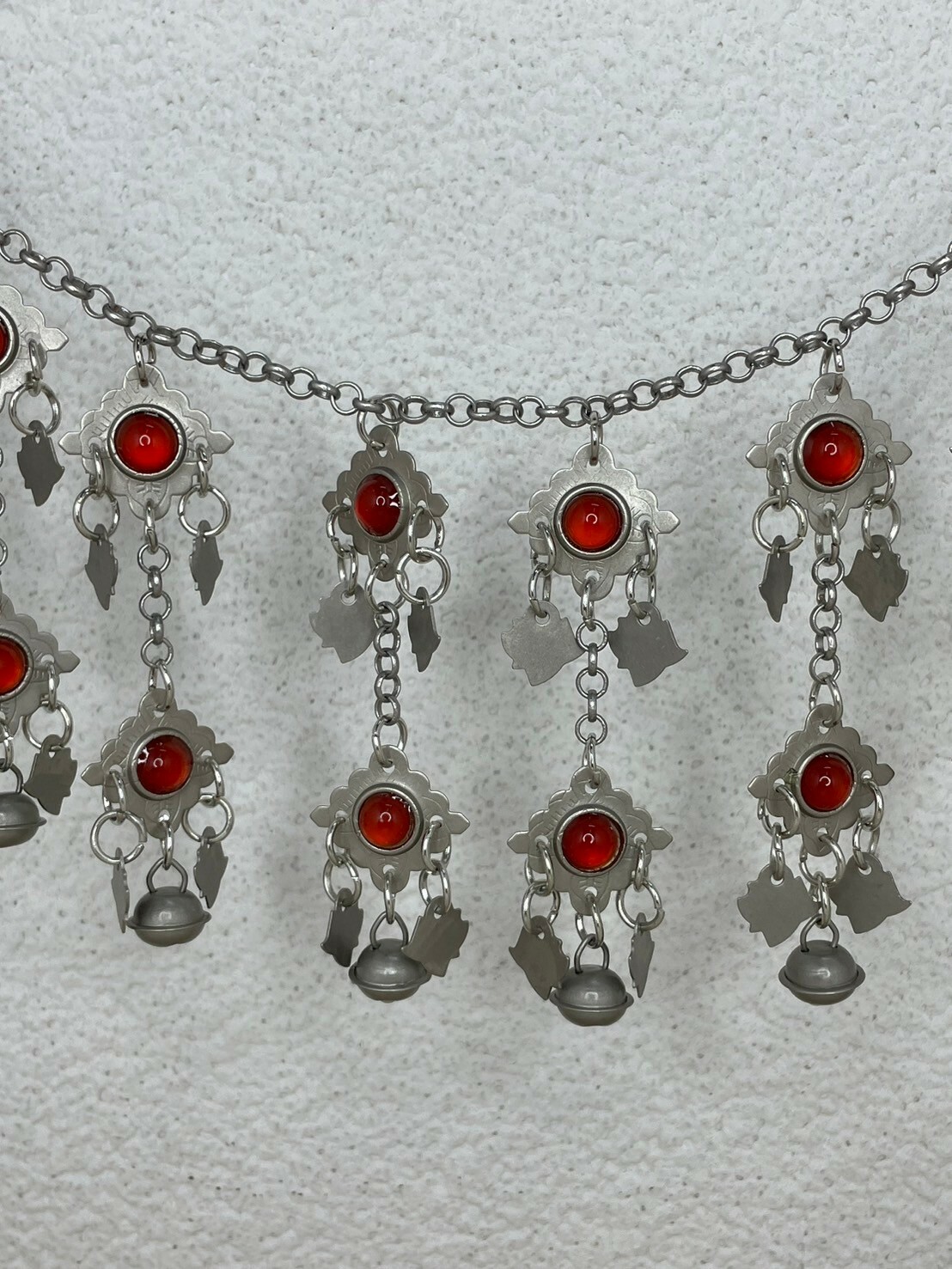 J16-無焊接紅瑪瑙雙層鈴鐺鏈條125cm