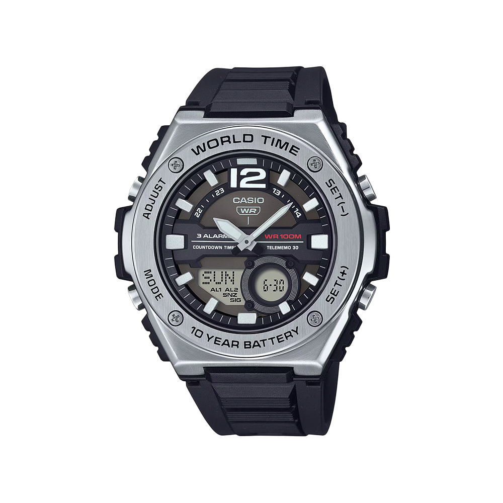【CASIO】MWQ-100 10年電池 防水100米 多功能 世界時間 日光簡約 自動日曆 電子錶-