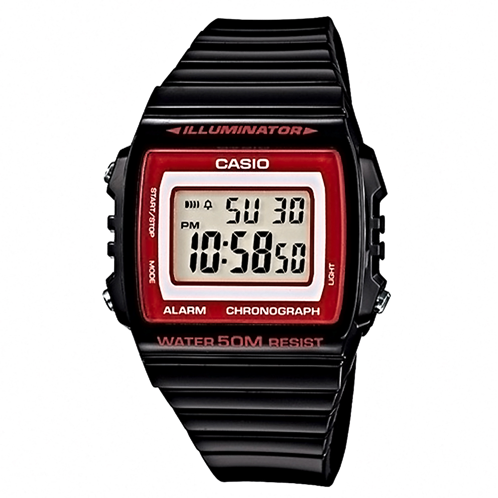 【CASIO】W-215H 7年電池 防水50米 多功能 LED背光 自動日曆 電子錶-