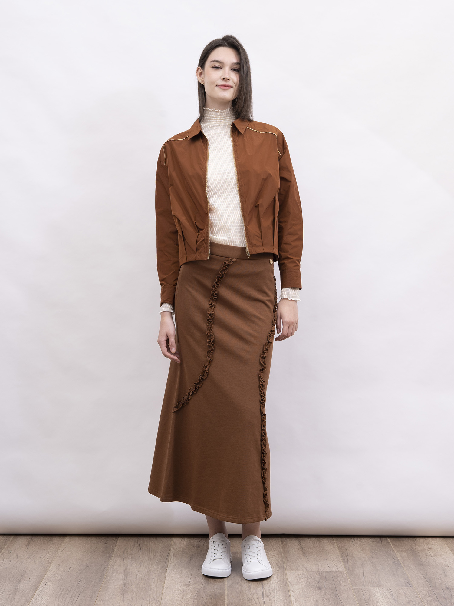 mi-tu 拉鏈翻領外套